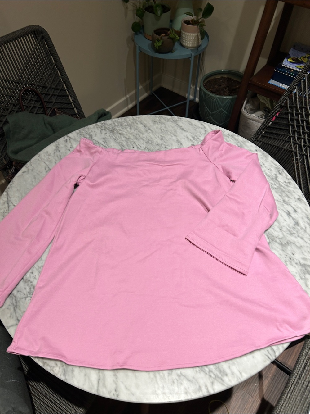 Tuckernuck Light Pink Off-Shoulder Bell Sleeve Tunic